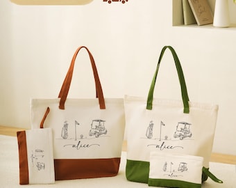 Golf Tote Bag: Personalized Canvas - Custom Name, Vibrant Colors