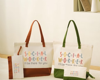 Custom Social Worker Tote Bag - Personalized Cotton Canvas Carryall