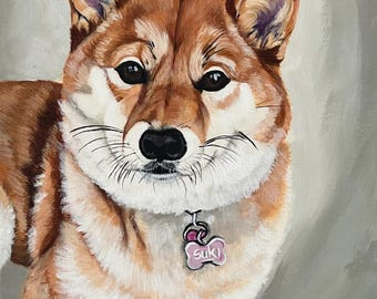 Portraits commémoratifs personnalisés 100 % peints à la main d'animaux de compagnie bien-aimés à partir de votre photo