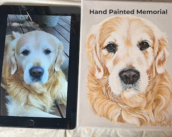 Hand-painted memorial portraits of beloved pets from your photo