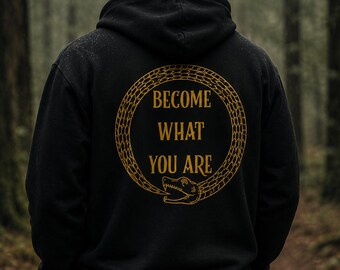 Ouroboros Zip Hoodie, Become What You Are Hoodie, Snake Symbol Hoodie, Alchemy Hoodie, Rebirth Hoodie, Unisex Gothic Hoodie