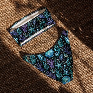 Ocean Witch Bikini, Sea Witch Bandeau Bikini Set, Celestial Shell Swimwear