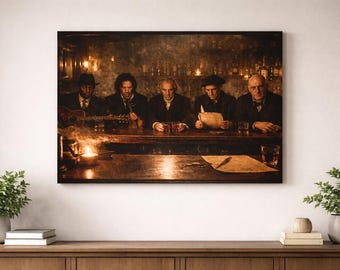 Crossroads Deal Canvas Wall Art, Sold My Soul Art Work, Dark Vintage Bar Scene, Blues Legend Myth, Gothic Wall Decor, Occult Art Print