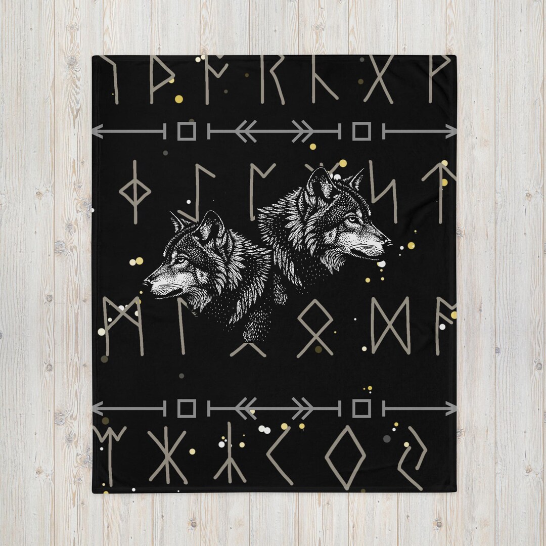 Vtt Rune Wolf Wolf Runes Viking Throw Blanket, Nordic Decor - Etsy