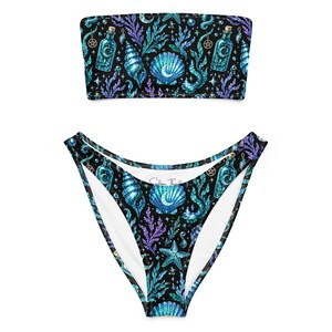 Ocean Witch Bikini, Sea Witch Bandeau Bikini Set, Celestial Shell Swimwear
