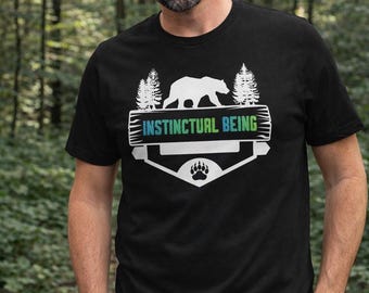 Instinctief wezen beer shirt wildernis grafische T-shirt outdoor avontuur T-shirt natuurliefhebber cadeau