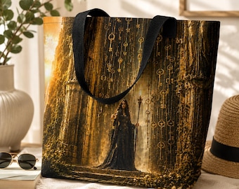 Hecate Tote Bag, Greek Goddess Tote, Keeper of the Keys, Witchy Tote Bag, Dark Academia Bag, Mythology Gift, Gothic Tote