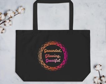 Baumwolltasche, Boho Yoga Tasche, Self Care Affirmation Tasche, Eco Geschenk für sie,