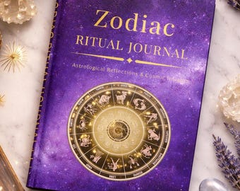 Zodiac Ritual Journal, Astrology Spiritual Diary, Celestial Design, Lined Notebook