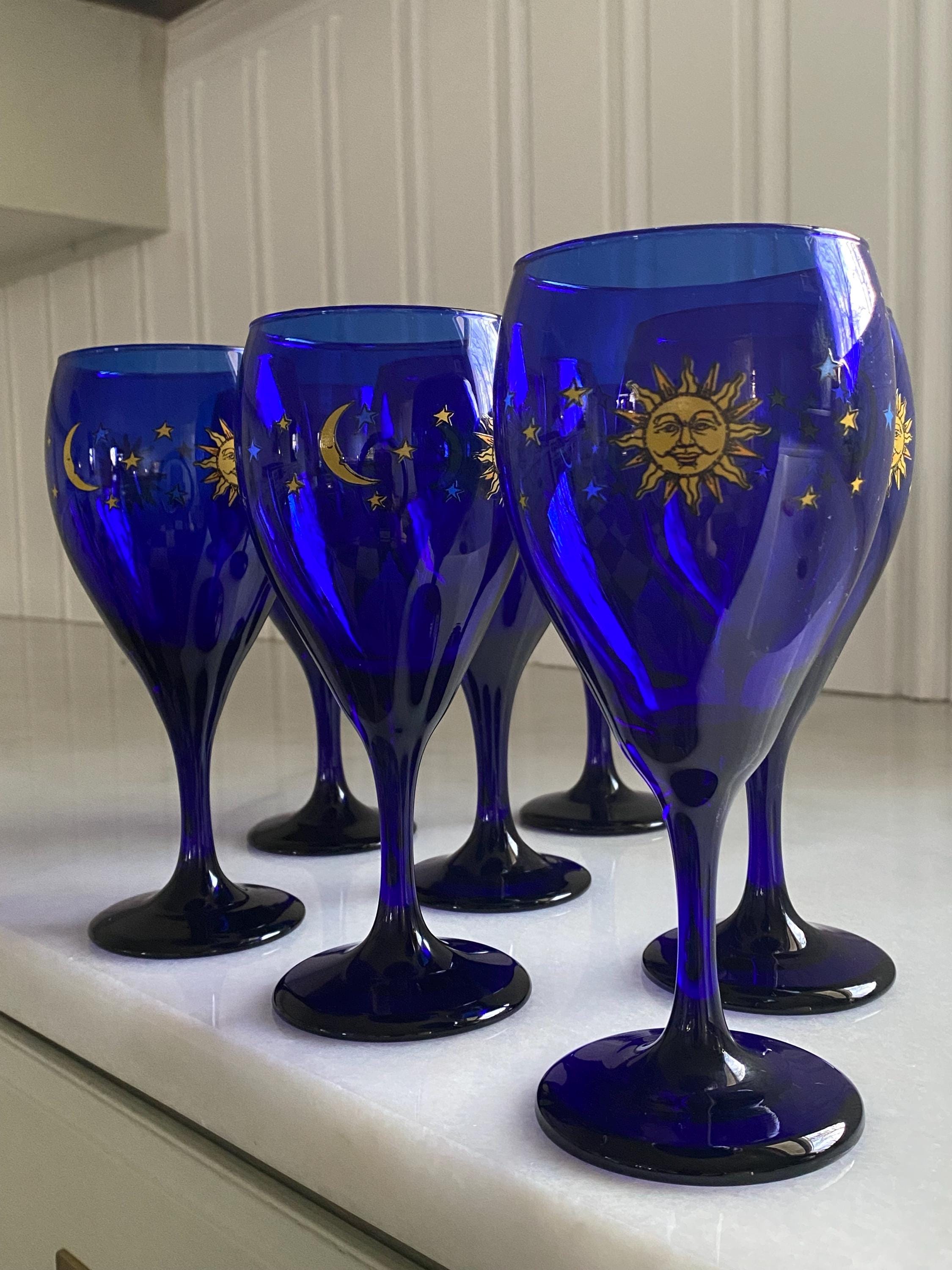 Moon and Stars Glassware Blue - Etsy