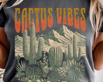 Camiseta con estampado de cactus variegado, estilo suroeste, algodón Comfort Colors 1717