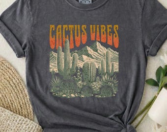 Camiseta Variegated Cactus, Top Estilo Sudoeste, Algodão Comfort Colors 1717