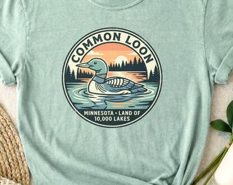 Common Loon Graphic Tee, Retro Lake Life, Minnesota State Bird Shirt, Comfort Colors, Relaxed