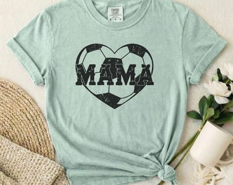 Camiseta Soccer Heart Mama | Dia das Mães | Camiseta com estampa de bola de futebol desgastada