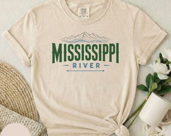 Mississippi River Graphic T-Shirt, Comfort Colors Pigment Dyed Cotton Tee