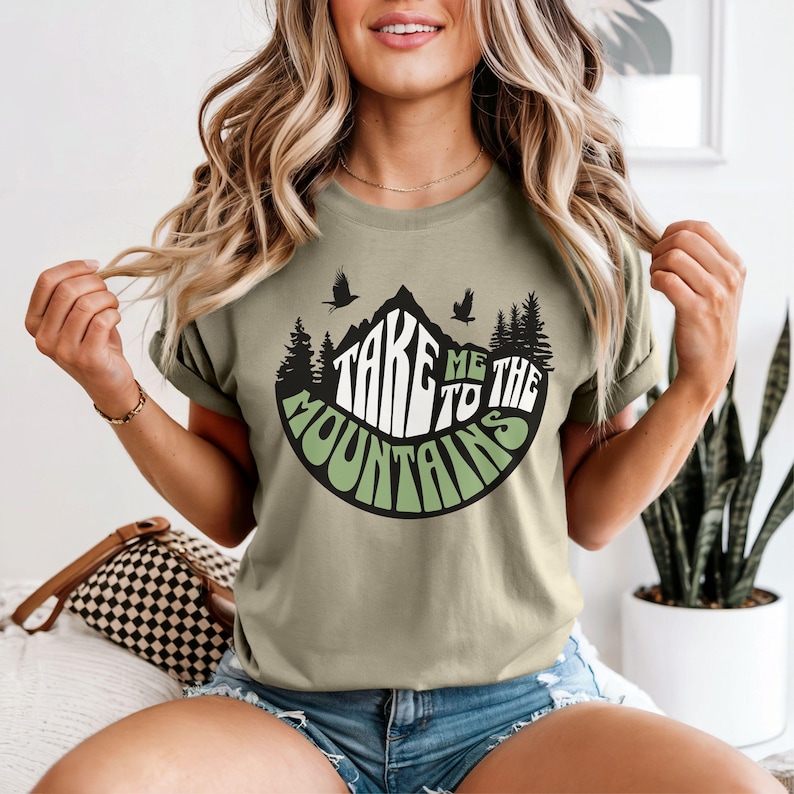 Descubre más camisetas, algodón hilado en anillo, estilo retro de montaña imagen 1