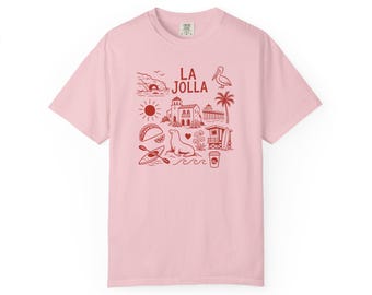 La Jolla Cove Comfort Colors Graphic Tee, Vintage Surf Art, Coastal Souvenir Shirt