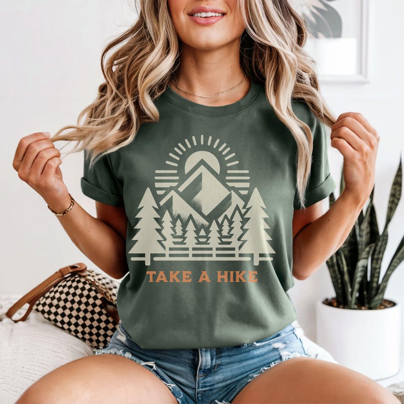 Retro Hiking Top, Earth Tone Tee, Outdoor Apparel image 1