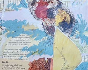 Abstract collage, original artwork, First Fig poetry, paper collage,