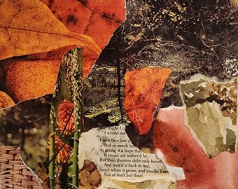 Autumn Splash, original collage, original artwork, colorful, orange, nature