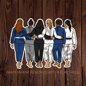 Pegatina de amistad de Jiu Jitsu personalizable diseñada para portátiles, fundas de teléfono, cuadernos, taquillas, espejos y botellas de agua.
