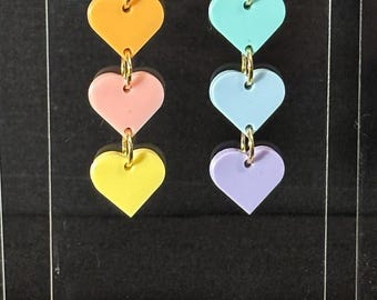 Pastel Heart Drop Earrings