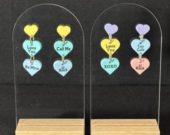 2 Drop Conversation Heart Earrings