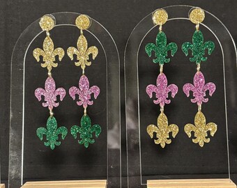 Mardi Gras Fleur De Lis Earrings