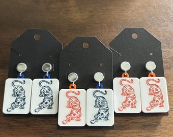 Prowling Tiger Mahjong Tile Earring