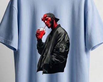 Chill Demon Bomber Graphic Boxy Streetwear T-Shirt