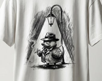 Camiseta urbana de corte relajado con gráfico de pato detective negro