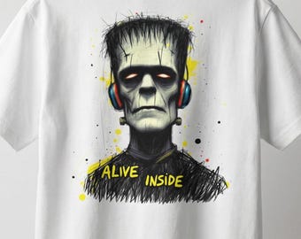 Camiseta infantil con estampado de Frankenstein Alive en la espalda