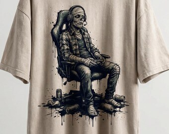 Camiseta urbana holgada con lavado de nieve y gráfico de tronos de Dead Gamer