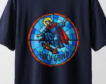 Camiseta urbana holgada con estampado de vitrales de Holy Grind