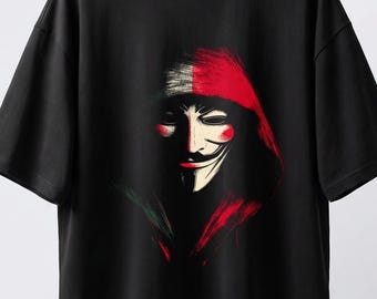 Italian Vendetta Mask Graphic Boxy Streetwear T-Shirt Black
