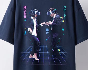 VR Pulp Fiction Vaporwave Graphic Relaxed Drop Shoulder Streetwear T-Shirt