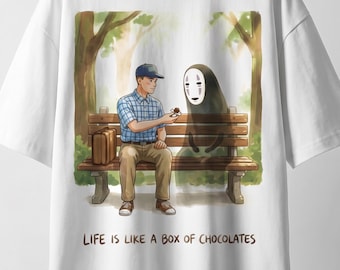 Life Is Like A Box Of Chocolates Anime Mashup Relaxed Fit Streetwear T-Shirt