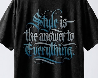 Camiseta urbana holgada con lavado nevado y gráfico gótico Style Is The Answer