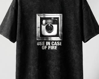 Use In Case Of Fire Retro Camera Graphic Snow Wash Streetwear Tee