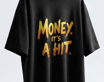 Camiseta urbana extragrande y pesada con pinceladas doradas de Money Its A Hit