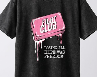 Fight Club Pink Soap Graphic Snow Wash Oversized Streetwear Tee