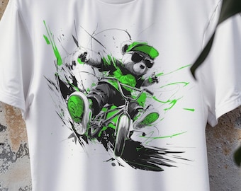 Camiseta urbana BMX con diseño grunge de oso de peluche, camiseta urbana de hip-hop, top gráfico unisex, hombros caídos.