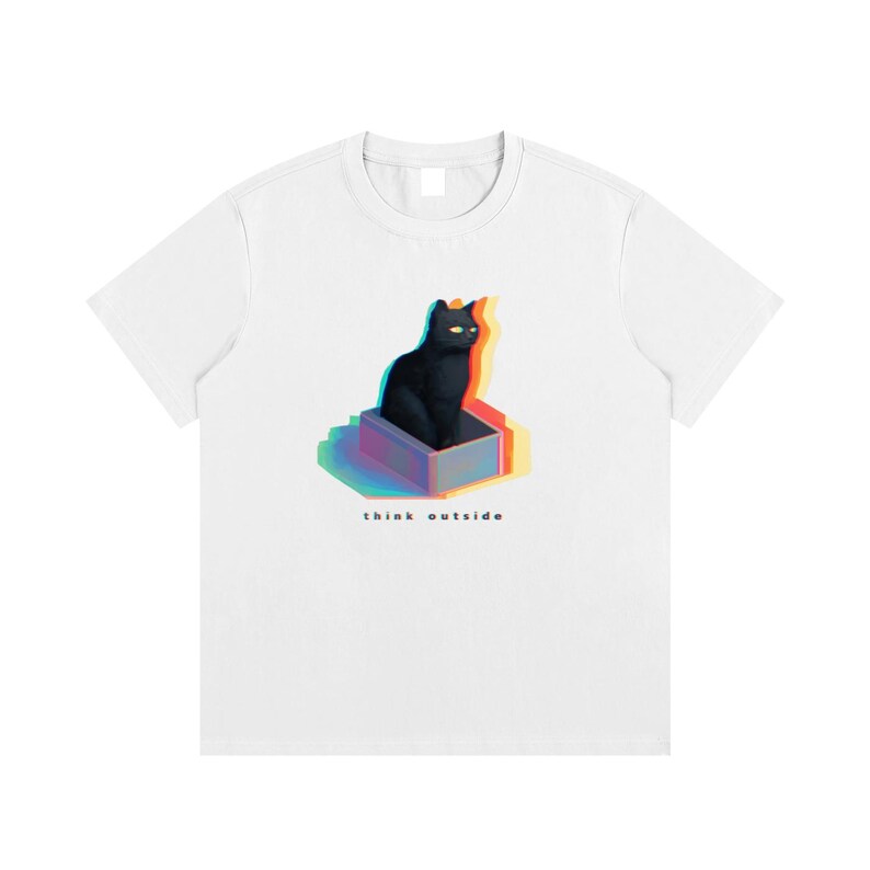 Camiseta de calle de corte regular con gráfico de gato con fallo Think Outside imagen 7