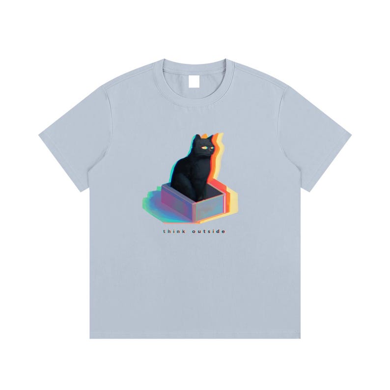 Camiseta de calle de corte regular con gráfico de gato con fallo Think Outside imagen 9