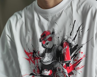 Graffiti Teddy Bear T-Shirt: Urban Streetwear, Grunge Style