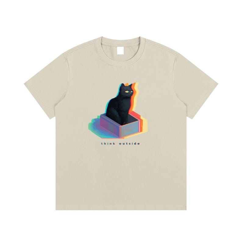 Camiseta de calle de corte regular con gráfico de gato con fallo Think Outside imagen 8