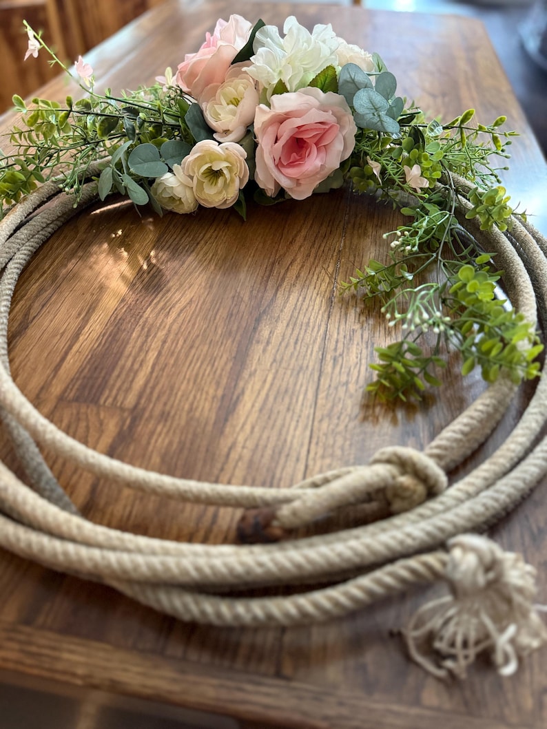 Western Lariat Rope Wreath: Rustic Cowboy Decor With Pink Roses for ...