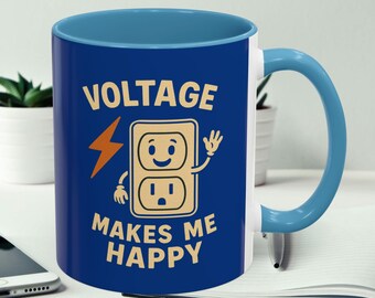 Caneca "Voltagem Me Faz Feliz" | Caneca de Café Divertida para Cientistas e Nerds