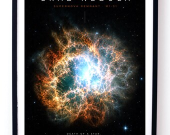 Crab Nebula Space Poster, Supernova Remnant Wall Art Digital Download, Messier 1 Astronomy Print, Deep Space Cosmic Decor