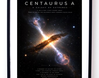 Centaurus A Poster, Black Hole Galaxy Wall Art Digital Download, Active Galactic Nucleus Print, Deep Space Physics Decor, Science Gift